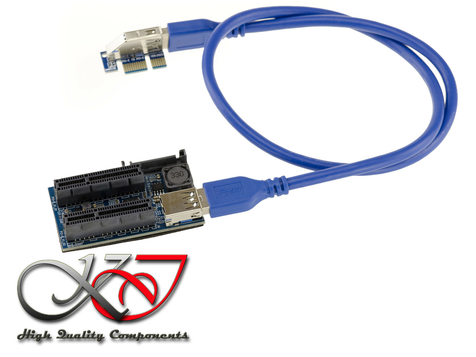 Riser Placca Pcie 1x A Pci-E 4x - 2 Porte - Con Reprise Alimentazione SATA