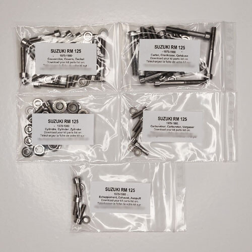 Kit vis inox moteur pour Suzuki RM 100 1979-1981 Phillips complet