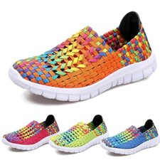 Women Casual Shoes Slip On Summer Woven Loafers Flats Breathable Woven Trainers