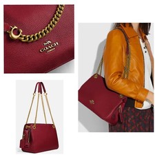 Coach Bryant Convertible Carryall Polished pebble leather Brass/Deep Red 78798
