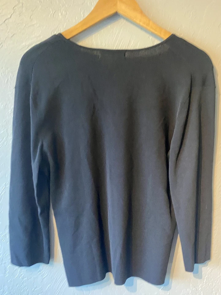 Suéter Camisa Grande Coldwater Creek Negro Borla Cuentas Imitación Envoltura Top Foto 4 de 4