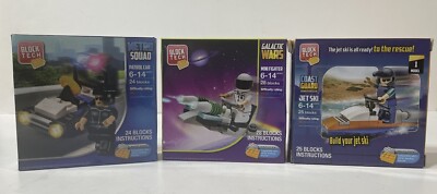 Lot of 3 Block Tech Building Kits: Galactic Wars, Coast Guard, Metro Squad