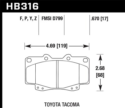 Hawk Performance HB316Y.670 LTS Scheibenbremsbeläge Für 99-01 Tacoma
