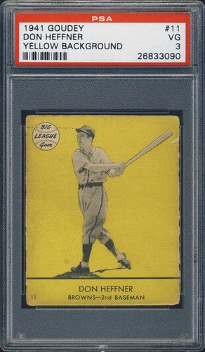 Don Heffner [Yellow Background] #11 1941 Goudey card