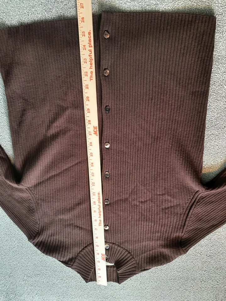 Suéter Easy Spirit Mujer Talla 2 Marrón Pullover Manga Larga Abotonado Foto 2 de 4