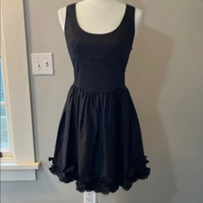 Fiorucci black fit n flare sleeveless dress with pleated skirt accented hem 8