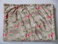 Hudson Baby Blanket Woodland Animals Tan White Pink Girls Sherpa Owl Bear Fox HB