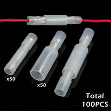 100 PCS White Fully Insulated Nylon Male Female Bullet Connector Wiring Terminal