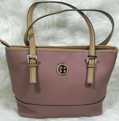 Giani Bernini Saffiano Tote Mauve Color Logo Organizer and Smartphone Pocket NWT