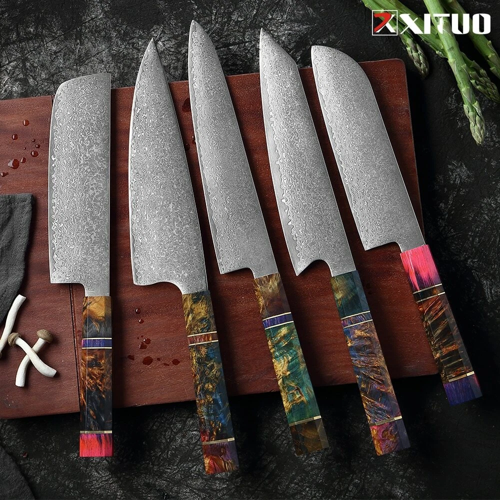 New Chefs Nakiri Knife Japanese Damascus Steel Chef Knife Unique beautiful