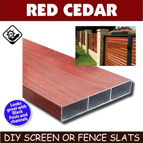 Wood Gate Garden Red Cedar Aluminium Slat Screen Fence 100 x 16mm UV Fencing - Picture 2 of 5