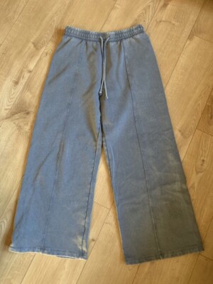 Zara Women's Wide Leg Trousers M Grey Jagging UK