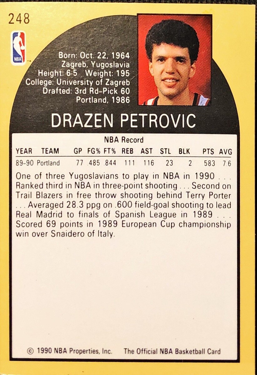 Rare Vintage Mint Condition Drazen Petrovic rookie card NBA Hoops