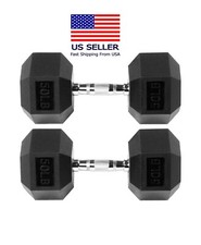 Signature Fitness Rubber Encased Hex Dumbbell, Multiple Sizes