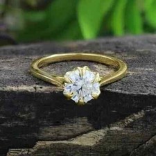 2Ct Round Cut Lab Created Diamond Solitaire 14K Yellow Gold FN Engagement Ring
