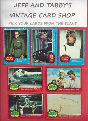 1977 TOPPS STAR WARS 1ST AND 2ND SERIES/SEE DROP DOWN MENU 4 card u will receive