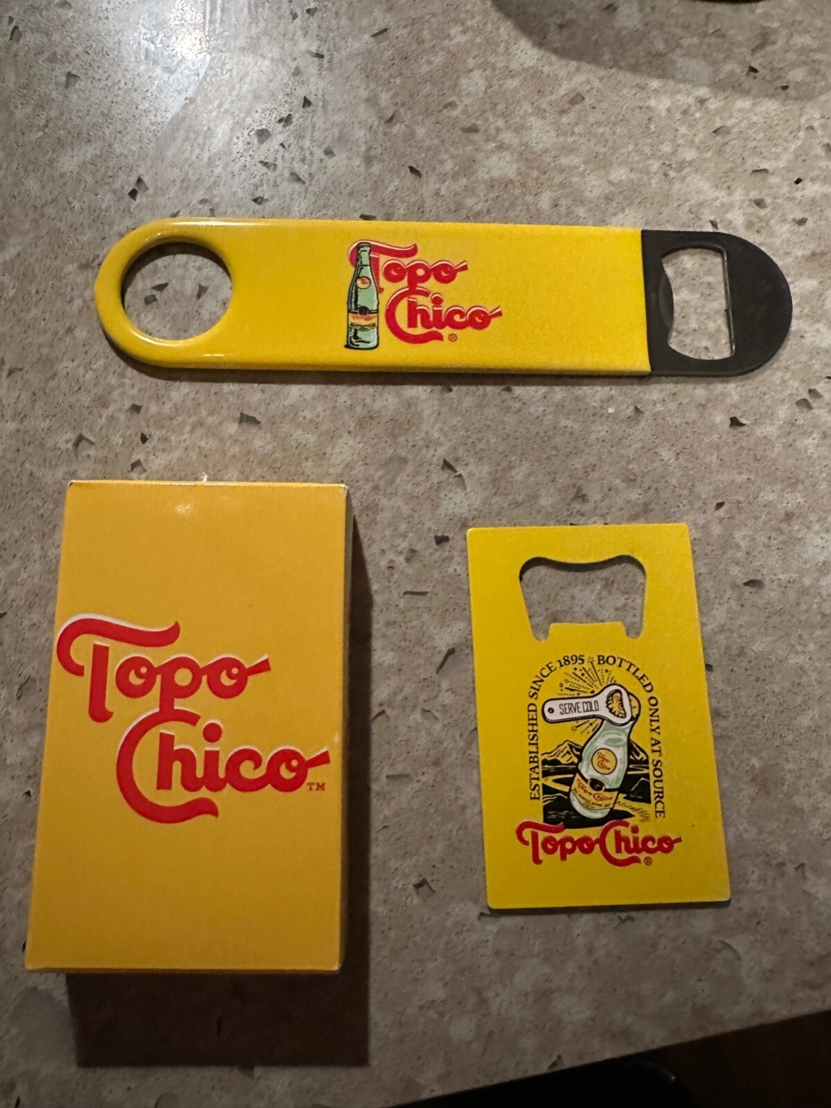 Set of 3 Items - Topo Chico Playing Cards/ 2 Bottle Openers