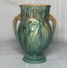 ROSEVILLE POTTERY, MOSS, PINK DOUBLE HANDLED  7" VASE, NICE SOUTHERN THEMED VASE