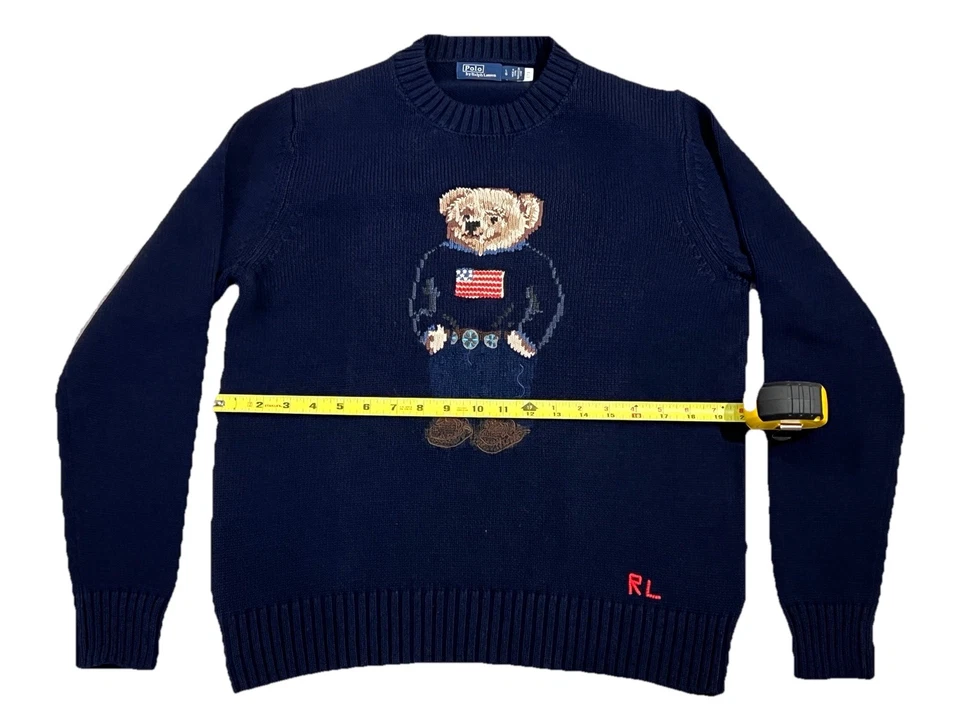 Polo Ralph Lauren Algodón Lino Polo Oso Bandera Suéter Mujer Talla Grande Azul Marino Foto 4 de 4