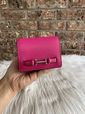 MICHAEL KORS CARSON SMALL FLAP LEATHER WALLET DRAGON FRUIT/SILVER
