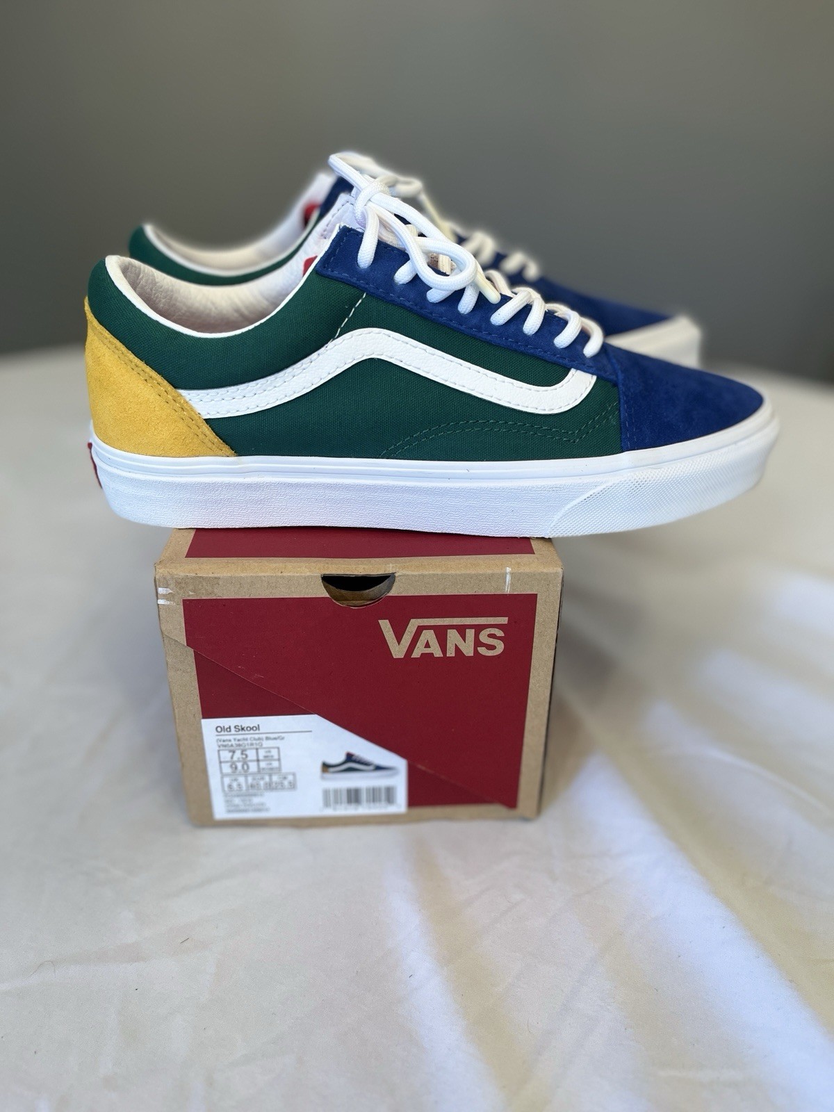 VANS Old Skool Yacht Club Colorblock Men's Sneakers Blue Green Yellow White 2018 thumbnail 2