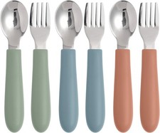Toddler Utensils, Kids Silverware with Silicone Handle, Spoons and Forks Set