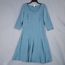 MSK Women's Blue Medium A-Line 3/4 Sleeve Dress Polyester Rayon