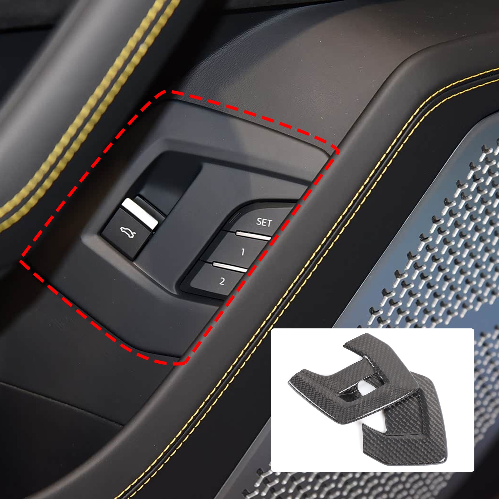Real Carbon Fiber Rear Tail Door Switch Cover Trims For Lamborghini Urus 2018-21