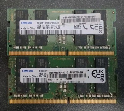Samsung 32GB Kit (2x16GB) DDR4 3200MHz PC4-3200AA 2Rx8 SODIMM Laptop RAM Memory