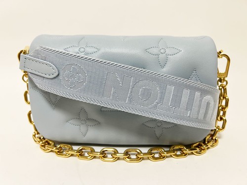 LOUIS VUITTON Bubblegram Wallet On Strap Blue Glacier M81399 #075