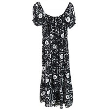 Wallflower Off Shoulder Black Floral Midi Dress Bow elastic Waist Grunge Large
