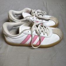 Adidas VL Court 3.0 Sneaker White Pink Size 4 Girls
