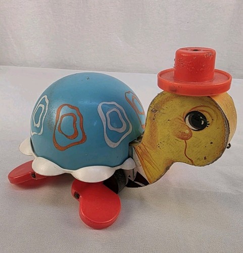 Vintage Fisher Price Tip Toe Turtle Pull Toy Model# 773- AS IS Nostalgic Toddler