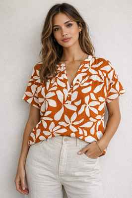 Alex & Parker Womens pull on printed V neck dolman sleeve Blouse