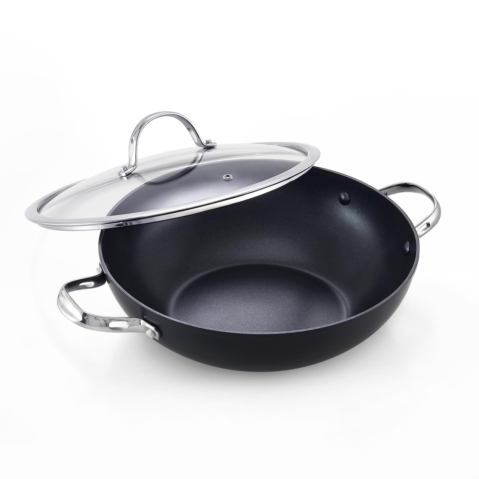 12-Inch Hard Anodized Nonstick Everyday Pan with Glass Lid – Chef's Essential