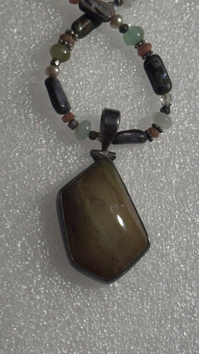 Sterling Silver Agate Abalone 925 Sterling Silver 17” #10 View 4