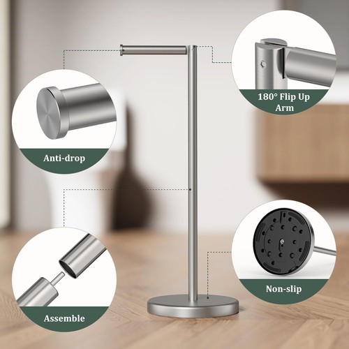 Evolvegoods Toilettenpapierhalter Ständer aus gebürstetem Nickel,  - Bild 8 von 9