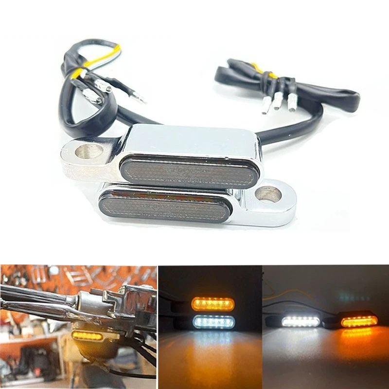 Guidão cromado LED luz de seta pisca-pisca para Harley Sportster 1200 883 - Imagem 2 de 4