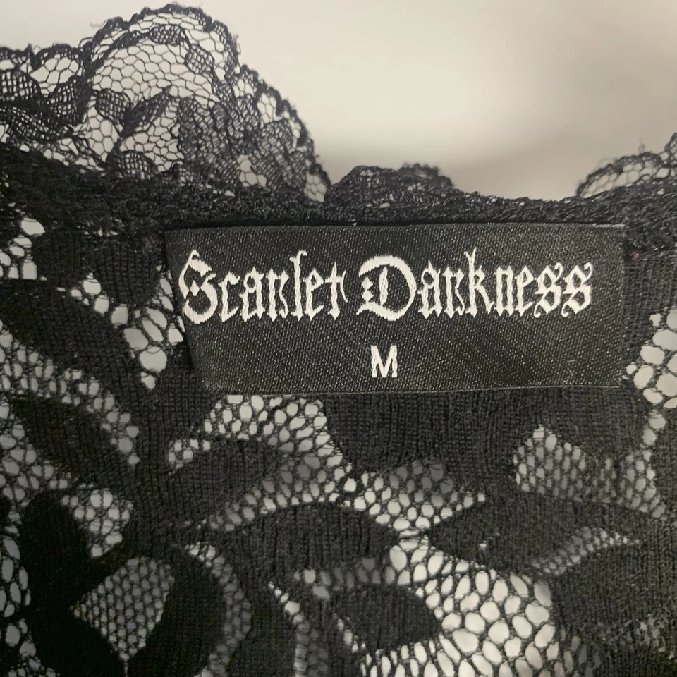 Scarlet Darkness Dress Women Medium Red Velvet Black Lace Goth Dark Y2K Romantic - Image 4 of 4