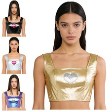 Women Crop Top Holiday Tank Top Dance Vest Casual With Sequined Sleeveless Club