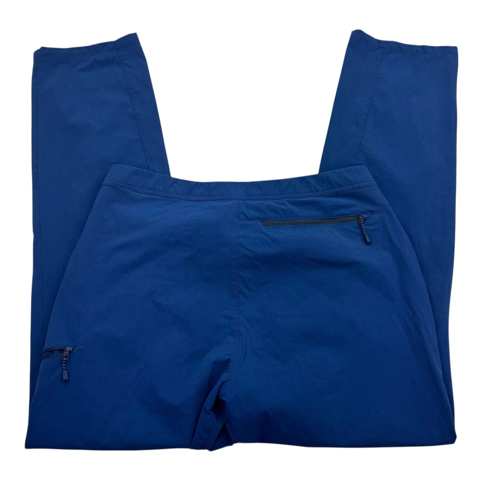 Montbell Hiking Pants Mens Medium Blue Nylon Softshell Zip Pocket Belted Stretch