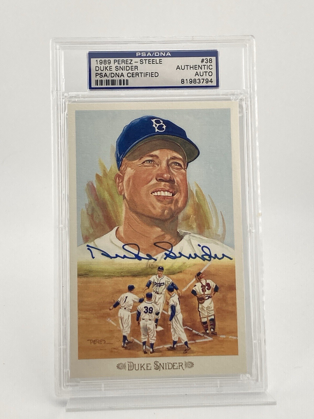 Duke Snider Autographed Signed Atlanta Braves 1989 PEREZ STEELE CELEBRITY PSA DNA HOF BROOKLYN DODGERS 