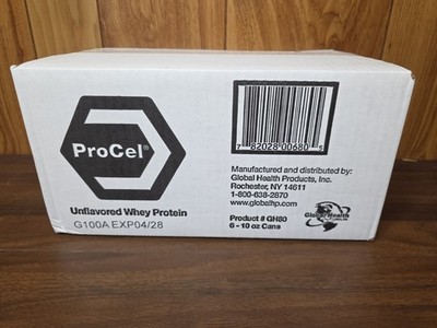 Whey Protein Supplement ProCel Unflavored 10 oz Can Powder 6 Pack Lot 04/2028
