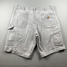 Carhartt Carpenter Shorts Mens 38 Beige Canvas Rugged Flex Relaxed Fit Utility