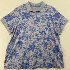 Woman Within Top size 26/28 Purple Gray Floral Short Sleeve Polo Shirt Active