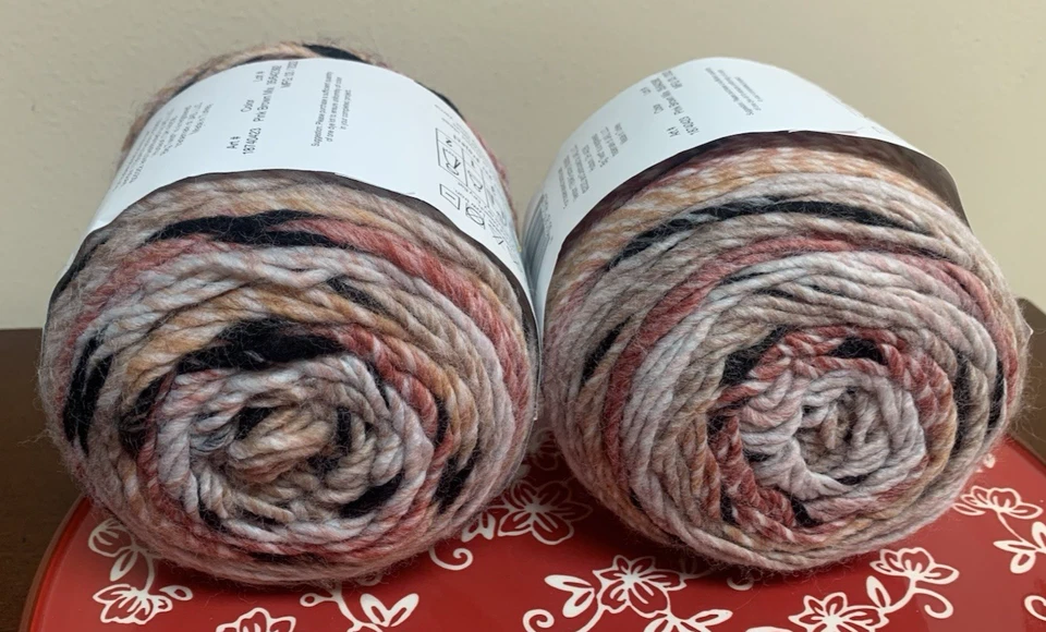 Лот из 2 Big Twist реверберации пряжи торты - розовый коричневый смесь - тот же краситель - Изображение 2 из 4