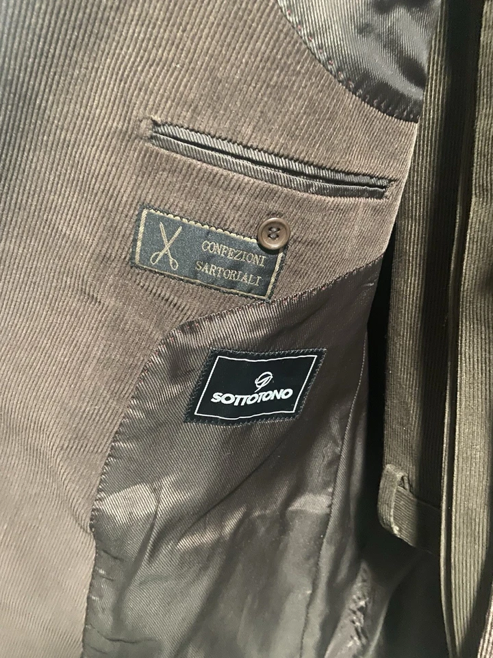 Traje Italiano Sottotono Confezioni Sartoriali Marrón Pana 2 Piezas M/L 34/32EU Foto 3 de 4
