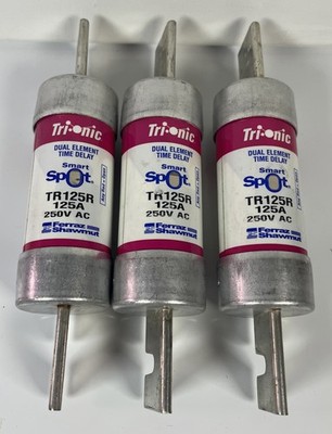 Ferraz Shawmut TR125R TRIONIC DUAL ELEMENT TIME DELAY Fuse 125 Amp 250V Lot of 3