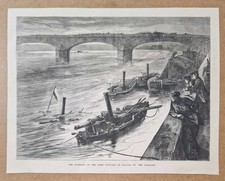 THE GRAPHIC Gun Boats on the Loire (1871 Antique Print Engraving)