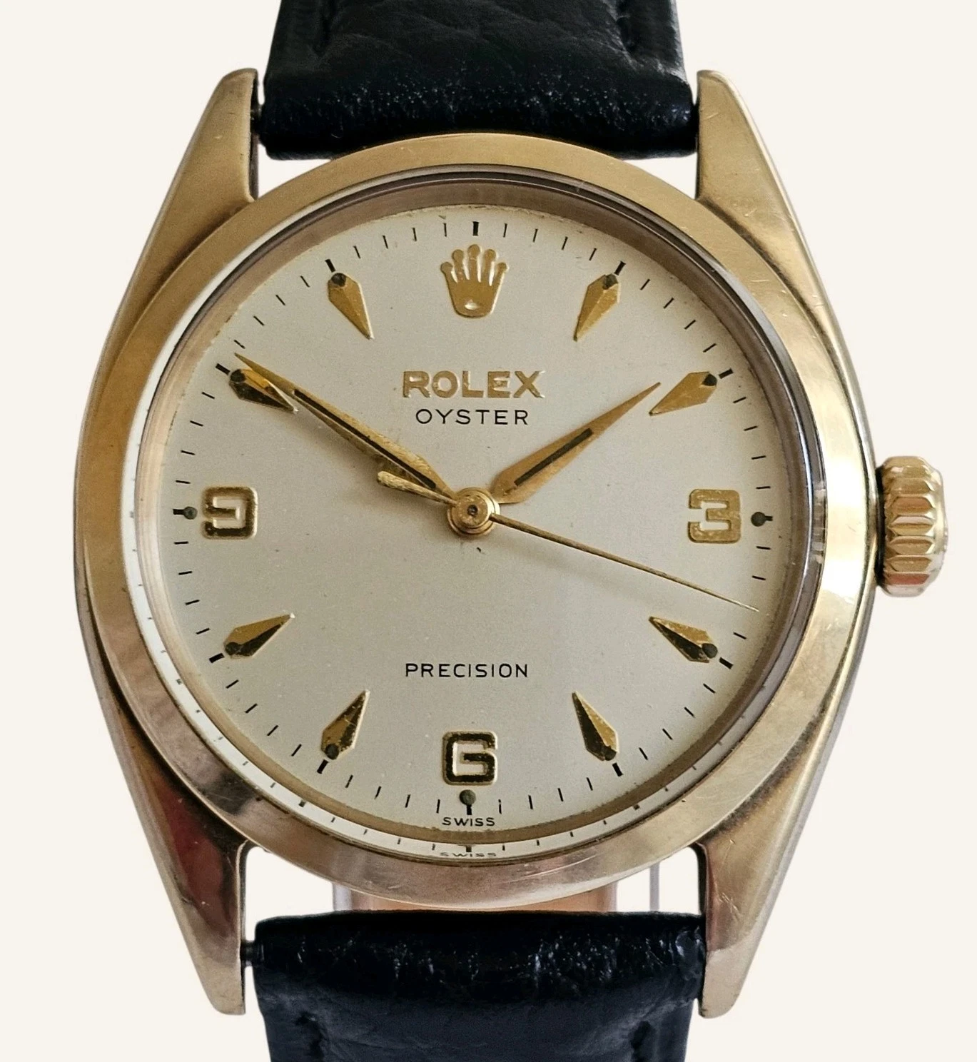 Rolex — Vintage Rolex Oyster Precision 9k Gold Ref 6427 Cal 1210 Mens Watch 35mm 1951